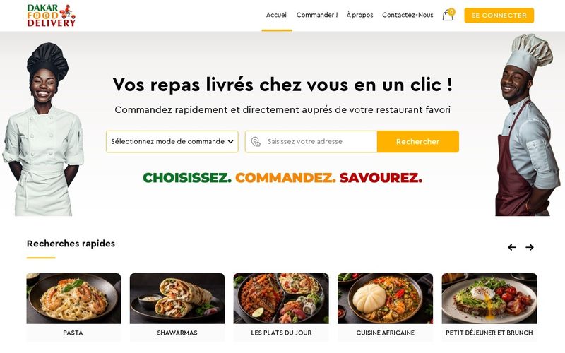 Capture d’écran du site Dakar Food Delivery