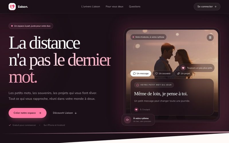 Capture d’écran du site Liaison