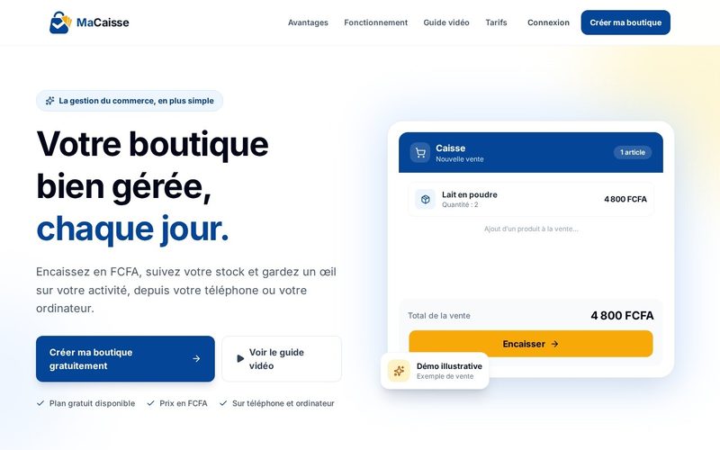 Capture d’écran du site MaCaisse