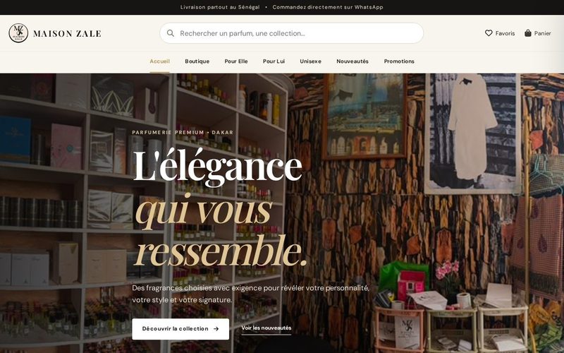 Capture d’écran du site Maison Zale Senteurs